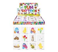 Henbrandt 72x Mini Easter Temporary Tattoos for Children 12pc Packs Kids Bunny Chick Lamb Easter Egg Hunt Spring Party Bag Favours Loot Bag Fillers Lucky Dip Favours for Girls and Boys