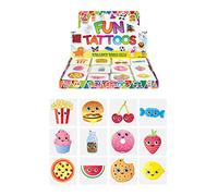 Henbrandt 72x Mini Foodie Face Temporary Tattoos for Children 12pc Sweet Treats Kids Party Bag Favours Loot Bag Fillers Lucky Dip Wedding Favours for Boys and Girls