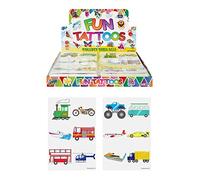 Henbrandt 72x Mini Vehicle Temporary Tattoos for Children Tattoo Sheets Kids Party Bag Favours Loot Bag Fillers Lucky Dip Wedding Favours for Boys and Girls