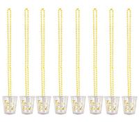 HENBRANDT 8 Pc Team Bride Hen Party Shot Glass Necklace - White And Gold