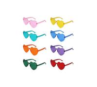HENBRANDT 8 x Adult Heart Shape Rimless Glasses - Pack of 1, 8 Assorted Colours Fun Party Festival Fancy Dress Novelty Sunglasses Eyewear for Adults & Teens
