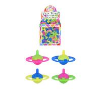 Henbrandt 8 x Spinning Tops in Assorted Colours- 4cm Plastic Retro Pocket Money Toys - Classic Party Bag Fillers for boys and girls