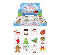 Henbrandt 96 x Mini Christmas Temporary Tattoos for Children 12pc Packs Kids Festive Xmas Party Bag Favours Stocking Presents Advent Calendar Fillers for Boys and Girls