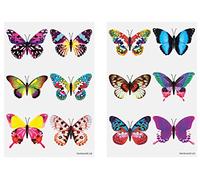 Henbrandt [96x] Mini Butterfly Temporary Tattoos for Children Tattoo Sheets Butterflies Kids Party Bag Favours Loot Bag Fillers Lucky Dip Wedding Favours for Girls and Boys
