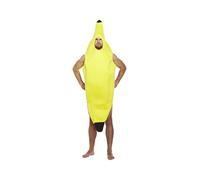 HENBRANDT Adult Banana Suit Fancy Dress Costume Yellow Banana Jumpsuit Stag Night Halloween Dress Up Outfit One Size Unisex Novelty Fancy Dress Costume for Men and Women