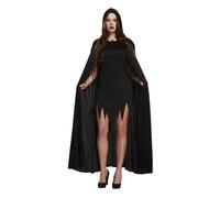 HENBRANDT Adult Black Velvet Cape with Hood Halloween Cloak Outfit for Vampire Devil Witch Black Hooded Cape Halloween Costumes Fancy Dress Costume Unisex Accessory for Men and Women