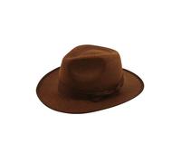 HENBRANDT Adult Brown Explorer Hat Felt Fedora Hat Whip Adventurer Trilby Costume Hat Dinosaur Hunter Archeologist One Size Halloween Fancy Dress Accessories for Men and Women