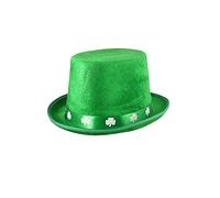 HENBRANDT Adult Green Felt Topper Hat with Irish Shamrock Band St Patrick's Day Accessories Leprechaun One Size Irish Fancy Dress Costume Accessory Novelty Hats for Men and Women