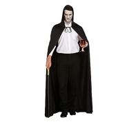 Henbrandt Adult Long Black Cape with Hood Halloween Cloak Gothic Hooded Cape Grim Reaper Wizard Witch Vampire Halloween Costumes Fancy Dress Costume Unisex Accessory for Men and Women