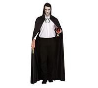 HENBRANDT Adult Long Black Cape with Hood Halloween Cloak Gothic Hooded Cape Grim Reaper Wizard Witch Vampire Halloween Costumes Fancy Dress Costume Unisex Accessory for Men and Women
