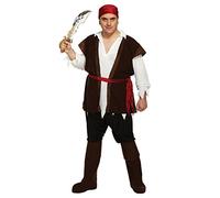 HENBRANDT Adult Men’s Caribbean Pirate XL Fancy Dress Halloween Costume Swashbuckler Buccaneer Sea Castaway Pirate Dress Up Outfit One Size Extra Large Mens Fancy Dress Costume