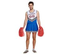 HENBRANDT Adult Men’s Cheerleader Fancy Dress Halloween American High School Cosplay Stag Night Dress Up Cheerleader Outfit One Size Mens Fancy Dress Costume