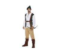 HENBRANDT Adult Men’s Forest Hunter with Pointed Green Hat Fancy Dress Halloween Costume Cosplay Stag Night Woodsman Archer Dress Up Outfit One Size Mens Fancy Dress Costume