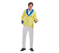 HENBRANDT Adult Men’s Holiday Camp Yellow Jacket Fancy Dress Halloween Costume Stag Do 1980s Yellowcoat Holiday Rep Fun Novelty Dress Up Outfit One Size Mens Fancy Dress Costume