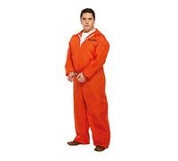 HENBRANDT Adult Men’s Orange Prison Jumpsuit XL Fancy Dress Costume Convict Boiler Suit Prisoner Overalls Jail Jump Suit Dress Up Outfit One Size Extra Large Mens Fancy Dress Costume