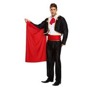 HENBRANDT Adult Men’s Matador Fancy Dress Costume Spanish Traje de Luces Suit Bullfighter with Red Cape Dress Up Outfit One Size Mens Costume