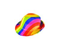 HENBRANDT Adult Rainbow Pride Trilby Hat LGBTQ+ Pride Party Accessories Rainbow Stripe Felt Gangster Hat Gay Pride Fancy Dress Costume Headwear Accessories for Men and Women