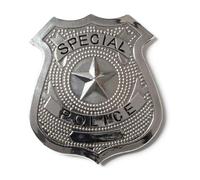 Henbrandt Adult Silver Police Badge with Star Decoration Special Police Metal Badge Halloween Zombie Police Officer NYPD Cops and Robbers Cosplay Unisex Police Accessories Fancy Dress Accessory