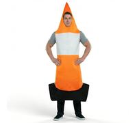 HENBRANDT Adult Traffic Cone Fancy Dress Costume Orange and White Traffic Road Cone Hen and Stag Do Parties Halloween Novelty Dress Up Outfit One Size Unisex Fancy Dress Costume for Men and Women