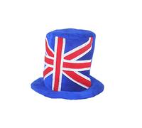 HENBRANDT Adult Union Jack Blue Top Hat Royal Coronation Hats Great British Flag Hat One Size Fancy Dress Costume Accessory Union Jack Party Supplies Novelty Top Hats for Men and Women