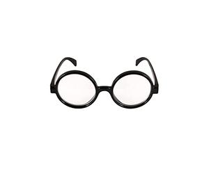 HENBRANDT Adult Wizard Boy Glasses with Clear Lenses Round Frame Glasses Wally Retro Nerd Book Day Student Night Cosplay Magic Theme Party Halloween Outfit Fancy Dress Accessory