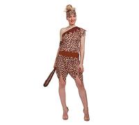 HENBRANDT Adult Women’s Cavewoman Mini Dress with Headband and Armband Prehistoric Woman Stone Age Jungle Lady Dress Up Outfit One Size Ladies Fancy Dress Costume