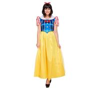 HENBRANDT Adult Women’s Snow Princess Fancy Dress Outfit with Red Hairband Fairytale Princess Book Day Halloween Dress Up Outfit One Size Ladies Fancy Dress Costume