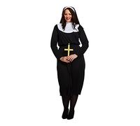 HENBRANDT Adult Women’s Classic Nun Plus Size Fancy Dress Halloween Costume Nuns Religious Habit with Black Nun Veil and Belt Dress Up Outfit Ladies Fancy Dress Costume (XL)