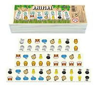 Animal Dominoes Set for Children 28 Pieces in Wooden Box Traditional Kids Domino Matching Game with Jungle Animals