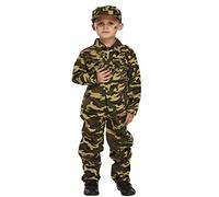 Henbrandt ARMY BOY KIDS SOLDIER CAMOUFLAGE FANCY DRESS COSTUME OUTFIT BULLET BELT DOG TAG (7-9 Years, Army Costume Only)