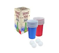 HENBRANDT Beer Pong Game Set 24-Piece Set 16oz Blue and Red Plastic Cups Pong Game Bar Games for Students Birthday Parties Hen Party Stag Do Summer Fun Drinking Game Games for Adults