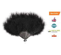 HENBRANDT Black Feather Fan - Burlesque Costume Fancy Dress Accessory