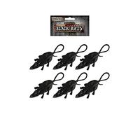 HENBRANDT 6 x Black Plastic Rats 8cm Fake Rat Plastic Mouse Toys Trick or Treat Party Favours Loot Bag Fillers Novelty Gag Gift Scary Pranks Halloween Decorations