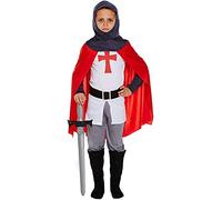 Henbrandt Boys Kids Medieval Knight Camelot Crusader Fancy Dress Costume Size Medium 7-9 Years Outfit White and Red