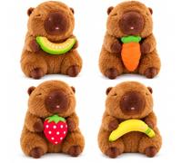 HENBRANDT Capybara Plush 17cm with Fruit | 4 Unique Designs (1 Plush) | Cute Collectible Cuddly Capybara Toy With Banana, Carrot, Strawberry Or Melon Design, Ideal For Gifting And Play