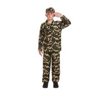 HENBRANDT Children’s Army Boy Soldier Fancy Dress Costume Military Camouflage Uniform Jungle War Size Large Ages 10-12 Halloween Fancy Dress for Boys Soldier Outfit for Kids