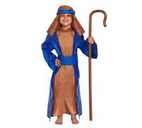 HENBRANDT Children’s Blue and Brown Shepherd Costume Xmas Joseph Costume Nativity Play Pantomime Fancy Dress Outfit for Kids Christmas Fancy Dress for Boys (Age 4-6)