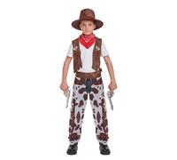 HENBRANDT Children’s Cowboy Fancy Dress Costume with Cowboy Hat and Chaps Kids Sheriff Western Cowboy Outfit Pretend Play Size Large Ages 10-12 Fancy Dress for Boys and Girls