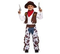 HENBRANDT Children’s Cowboy Fancy Dress Costume with Cowboy Hat and Chaps Kids Sheriff Western Cowboy Outfit Pretend Play Size Medium Ages 7-9 Fancy Dress for Boys and Girls