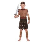 HENBRANDT Children’s Deluxe Roman Soldier Fancy Dress Costume Gladiator Centurion Ancient Rome School History Day Halloween Fancy Dress for Boys Roman Outfit for Kids (Age 7-9)