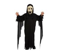 HENBRANDT Children’s Demon Ghost with Screaming Face Mask Fancy Dress Costume Kids Ghostly Black Robe Size Medium Ages 7-9 Halloween Fancy Dress Outfit for Boys and Girls