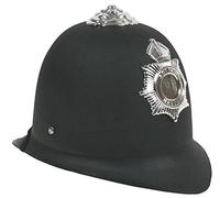 HENBRANDT Children’s Police Helmet Hard Black and Silver British Police Hat Bobby Helmet Policeman Uniform Dress Up Imaginative Play One Size Halloween Fancy Dress Costume Accessory for Kids