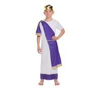 HENBRANDT Children’s Roman Emperor Fancy Dress Costume Caesar Toga Ancient Rome School History Day Halloween Fancy Dress for Boys Roman Outfit for Kids (Age 7-9)