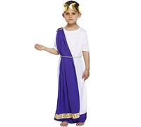 HENBRANDT Children’s Roman Emperor Fancy Dress Costume Caesar Toga Ancient Rome School History Day Halloween Fancy Dress for Boys Roman Outfit for Kids (Age 10-12)