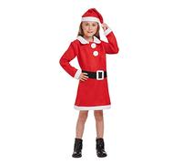 HENBRANDT Children’s Santa Girl Costume with Red Santa Hat for Kids Xmas Fancy Dress Outfit Miss Santa Claus Size Small Ages 4-6 Christmas Fancy Dress for Girls