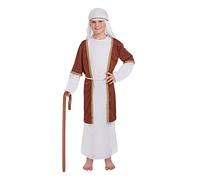 HENBRANDT Children’s White and Brown Shepherd Costume Xmas Joseph Costume Nativity Play Pantomime Fancy Dress Outfit for Kids Size Large Ages 10-12 Christmas Fancy Dress for Boys
