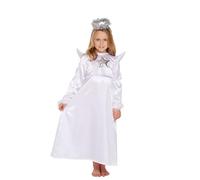 HENBRANDT Children’s White Angel Costume with Silver Halo Headband Xmas Fancy Dress Outfit Christmas Nativity Play Size Small Ages 4-6 Christmas Fancy Dress for Girls