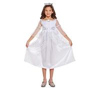 HENBRANDT Children’s White Angel Costume with Silver Halo Headband Xmas Fancy Dress Outfit Christmas Nativity Play Size Small Ages 4-6 Christmas Fancy Dress for Girls