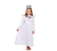 HENBRANDT Children’s White Angel Dress with Fur Trim and Angel Wings Xmas Fancy Dress Outfit Christmas Nativity Play Size Large Ages 10-12 Christmas Fancy Dress for Girls
