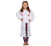 HENBRANDT Children’s White Doctor Coat with Pink Detail Fancy Dress Costume Stuffed Toy Doctor Vet Nurse Surgeon Pretend Play Size Medium Ages 7-9 Fancy Dress for Girls